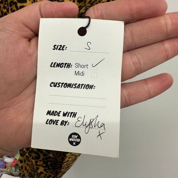 Sew Wasted Women’s Leopard Printed Bow Tie Fastening Short Length Smock Dress - Picture 5 of 10